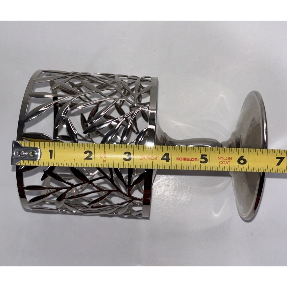 Bath & Body Works Vine Leaf Pattern Silver 3-Wick Pedestal 14.5 oz Candle Holder - Picture 7 of 9